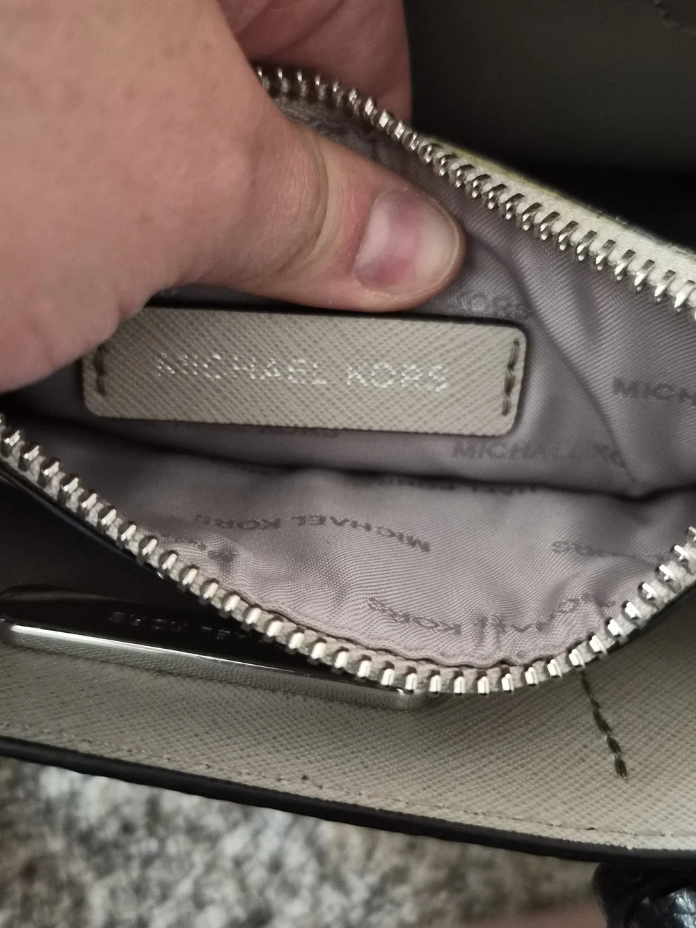 Michael Kors Mercer Small Black Pebbled Leather Satchel Crossbody Purse Silver
